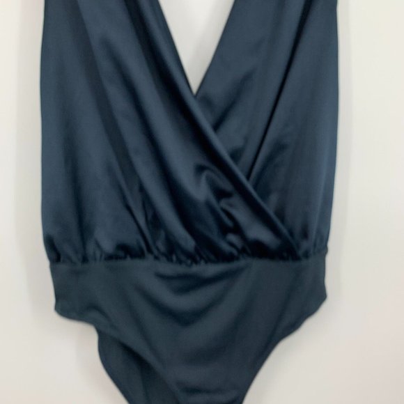 Zara Bodysuit Blue Sateen VNeck Sleeveless NWT - Picture 7 of 11